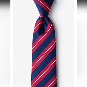 Ties.Com Hainan Red Navy Striped Extra Long Tie